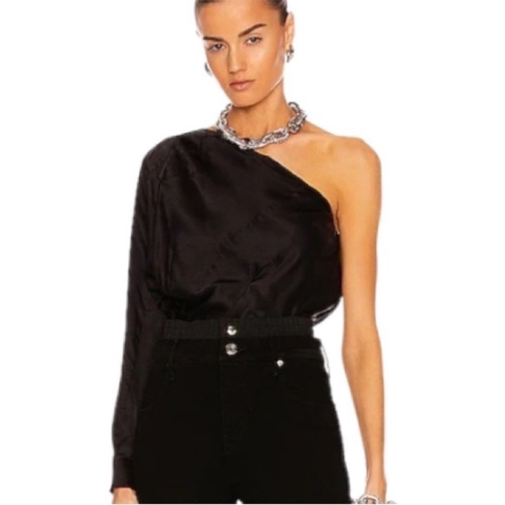 RTA NWT Josalyn One-shoulder Long Sleeve
Blouse In Black Japanese Fabric